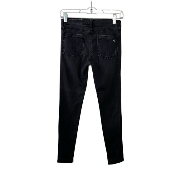 Rag & Bone The Skinny in Soft Rock With Holes Black Distressed Women's Size 25 - Picture 2 of 8